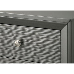 1pc Contemporary Modern 2-Drawer Nightstand Round Knobs Bedroom Wooden Furniture Gun Metal Gray Finish
