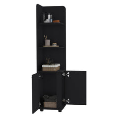 Nova 62" Tall Double Door Corner Linen Cabinet with Four Shelves