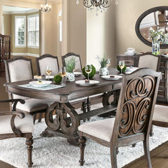 Dining Room 1pc Dining Table W Leaf Trestle Base Rustic Natural Tone Table Solid wood Furniture