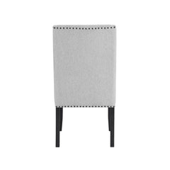 Modern Look 2pc Light Gray Finish Side Chair Fabric Full Back Upholstered Seat Back Wing Black Finish Nailhead Trim Accent Dining Room Wooden Furniture