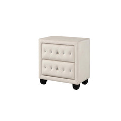 Story Modern Style Crystal Tufted 2-Drawer Nightstand Upholstered with Velvet Fabric Made with Wood in Cream