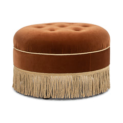 Planet 24" Round Upholstered Accent Ottoman Burnt Orange Performance Velvet