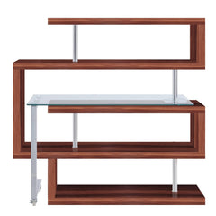 Aphrodite II Clear Glass, Chrome High Gloss Finish Writing Desk with Shelf