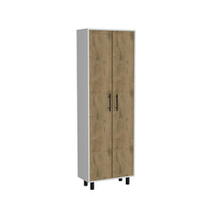 Valhalla Cabinet 71"H, Five Internal Shelves, Two Doors, White/Macadamia