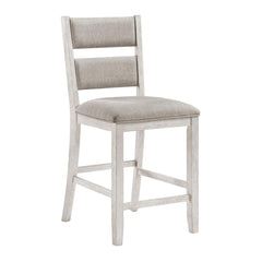 Modern Farmhouse Counter Height Chairs Set of 2 Antique White Finish Upholstered Seat Back Dining Furniture