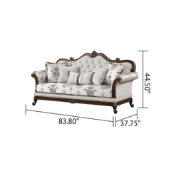 Polyxena Traditional Style button tufted Sofa Ivory