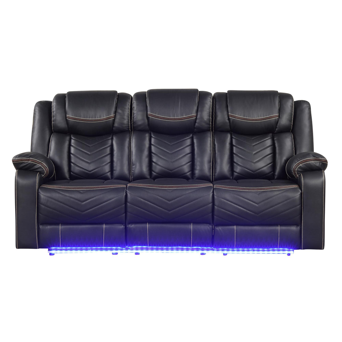 Cassandra Modern Contemporary LED Power Recliner Sofa including cup holders made with wood and metal frame in Black