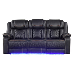 Cassandra Modern Contemporary LED Power Recliner Sofa including cup holders made with wood and metal frame in Black