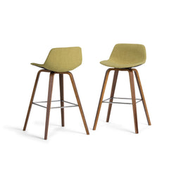 Aura 28 inch Seat Height Bentwood Counter/Bar Height Stool in Acid Green Linen Look Fabric (Set of 2)