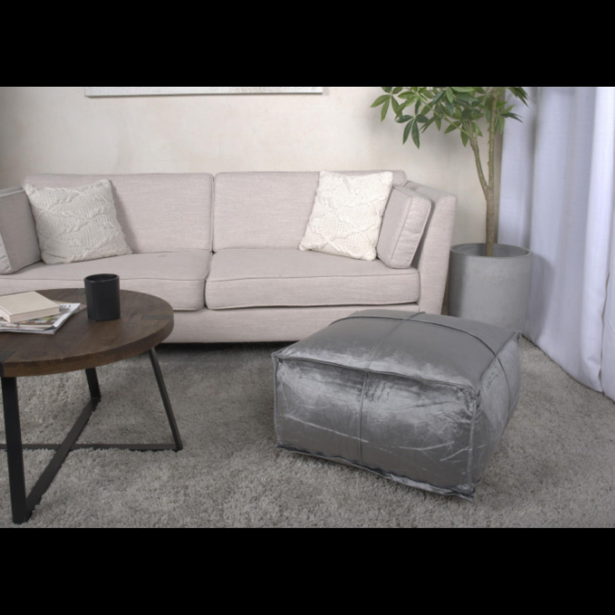 Electra Square Pouf, Smoke