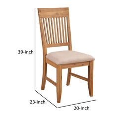 Asteroid High Back Wooden Side Chair Set Of 2 Natural Brown And Beige