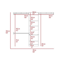 Oasis 250 Closet System, Five Open Shelves, One Drawer, Three Metal Rods -Dark Walnut