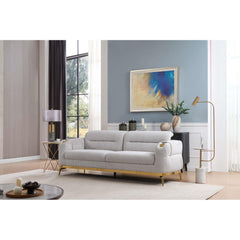 Vista Modern style 2PC Living room set (Sofa + Loveseat) made with wood and Gold accents in Gray (CA Warehouse Inventory)