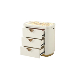 Harmony Pierre Modern Style 3-Drawer Night stand Made with Wood and Gold Accents in Beige