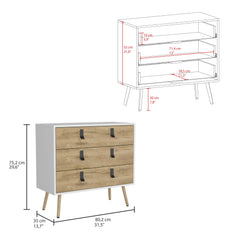 Perseus Dresser, Modern 3-Drawer Unit with Handles
