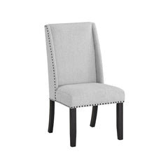 Orion Dining Side Chair Set of 2, Light Gray Cotton Polyester, Black Legs