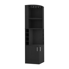 Star Being Corner Bar Cabinet, Glass Rack, Double Door Cabinet, Eight Built-in Wine Rack-Black
