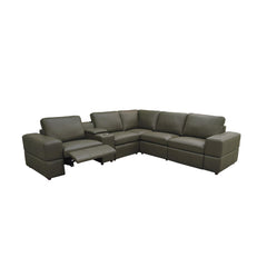 Premium Leather Match Upholstered Large Arms Sectional with Two Recliner Seats