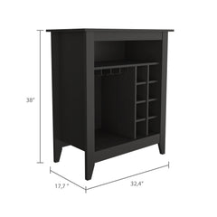 Halo Bar Cabinet, One Open Shelf, Six Built-in Wine Rack, One Drawer -Black