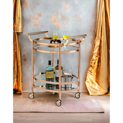 Menelaus Clear Glass & Rose Gold Finish Serving Cart