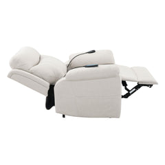 Camelot Beige Polished Microfiber Power Motion Recliner with Lift, Heating & Massage Chair