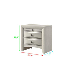 1pc Contemporary Neutral White Finish Curved Drawer Fronts Storage Drawers Nightstand Wooden