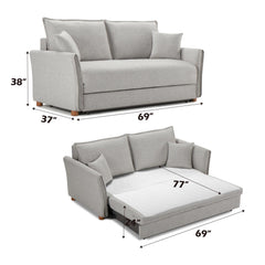 Polyxena Gray Chenille Sleeper Sectional Sofa w/ Storage & 2 Toss Pillows