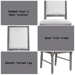 Poem Cream Linen & Weathered Gray Finish Side Chair (Set of 2)