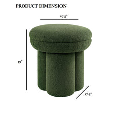 Round Top Accent Chair Pedestal Base Mushroom Design Stool Contemporary Green Finish Primary Living Room