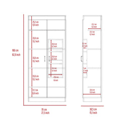 Tiara Pantry Cabinet, Double Door,Five Shelves -White