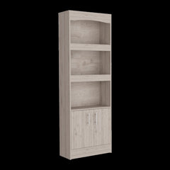2 Piece Office Set, Dozza Bookcase + Aramis Desk, Light Gray