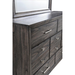1pc Contemporary Dark Wood Grain Finish Metal Knobs Storage Drawers Dresser Wooden Gray