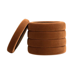 Tale 19" Oversized Round Storage Ottoman, Burnt Orange Performance Velvet