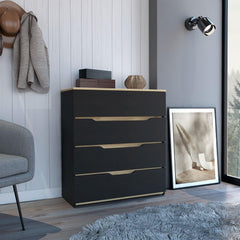 Comet Dresser 35"H, Four Drawers, Superior Top, Black / Light Oak