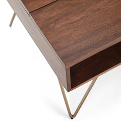 Nova 48 inch Wide Solid Mango Wood Lift Top Coffee Table in Umber Brown