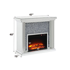 Infinity Mirrored & Faux Diamonds Fireplace (Battery not Included)