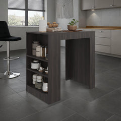 Agamemnon Kitchen Island and Counter Dining Table with Spacious Top Dining Surface, 3 Accessible Side Shelves for Kitchen Storage