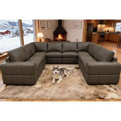 Large Arm Leather Match Upholstery Modular Sectional