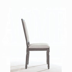 Classic Gray Finish Side Chairs Set of 2, Upholstered Seat and Back Wooden Dining Furniture