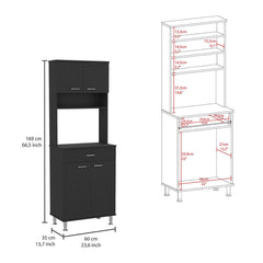 Epimetheus 60 Kitchen Pantry with Countertop, Closed & Open Storage -Black