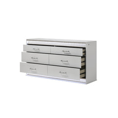 Glam Modern Style 6- Drawer Dresser Made with Wood in White (INCLUDES DRESSER ONLY)