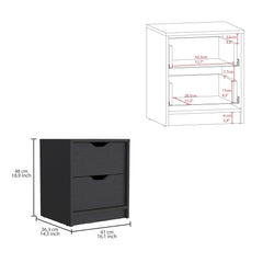 Utopia 2 Drawers Nightstand , End Table, Side Table Pull Out System -Black