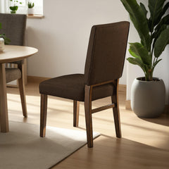 Wood & Fabric Dining Side Chair With Comfortable Padding, Set of 2