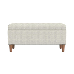 Melody Accent Storage Bench, Cream Chevron Woven Fabric, Brown, 36 Inch