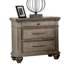 Zenith Oak Finish Nightstand Round knob Ball Bearing Glide Bun Feet Transitional Bedroom Furniture
