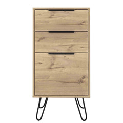 Vault Light Dresser, Hairpin Legs, Superior Top,Three Drawers -Light Oak