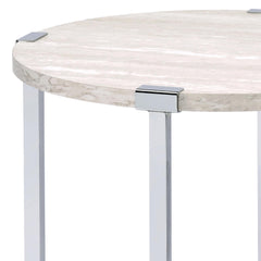 Agamemnon White Oak & Chrome Finish End Table