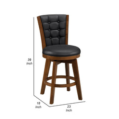 Eternity Set of 2 Swivel Counter Stool Chairs, Brown, Black Faux Leather