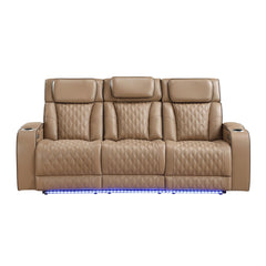 Hephaestus Modern Style Upholstery Recliner Sofa Made with Wood & Massage Function Included - Caramel