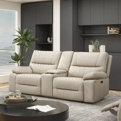 Nova 79" Modern Power Motion 3-Piece Reclining Loveseat Sofa with Cup Holders, Cream Taupe Beige